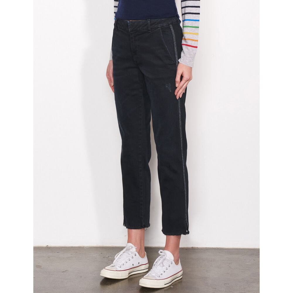Sundry Le Soleil Tuxedo Stripe Cropped Black Japanese Denim Jeans